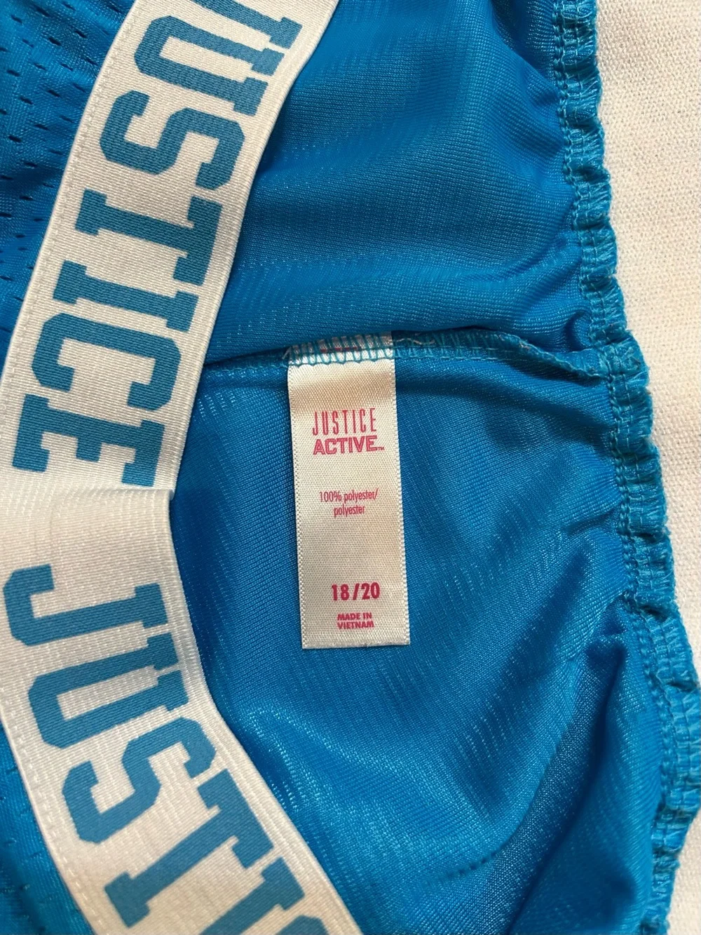 Justice Bright Blue Mesh Sports Shorts with White Trim